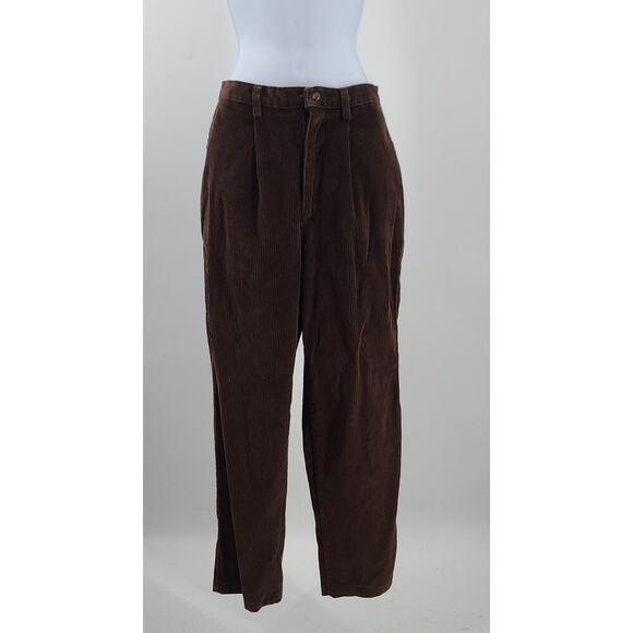 Lands' End Pants - Lands End vintage ladies corduroy pants brown Size 6P 90's style dark academia